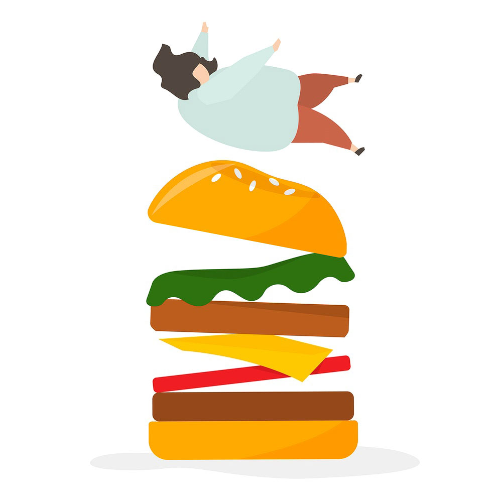 fat person jump over a sandwich